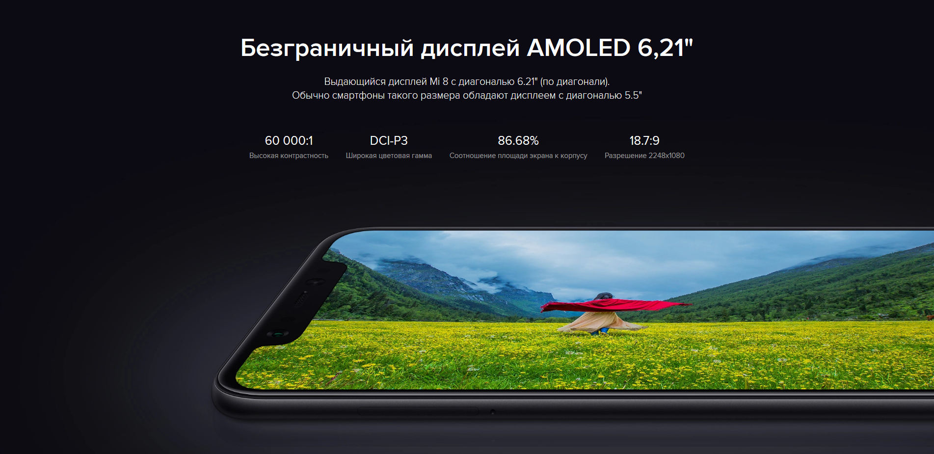 Смартфон Xiaomi Mi8 64Gb черный